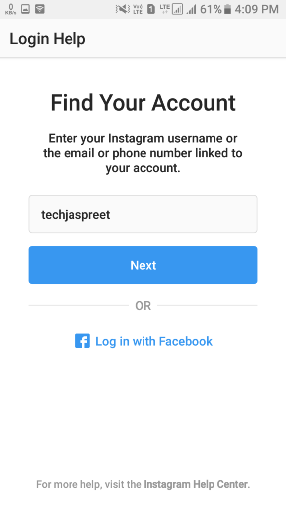 change instagram password