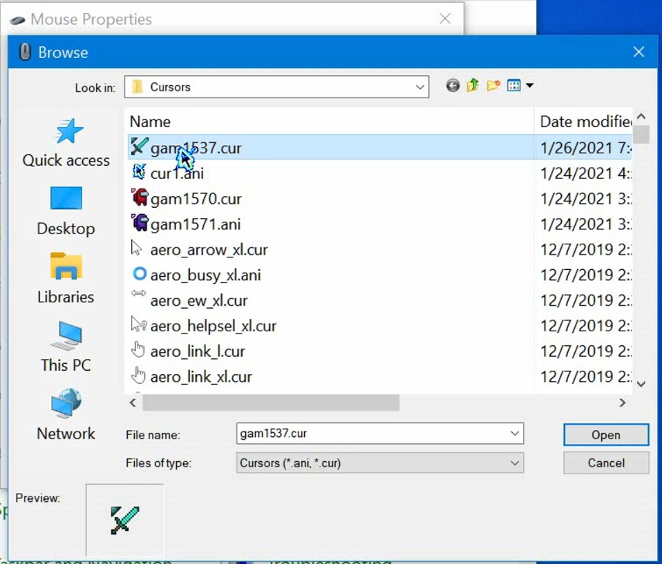 minecraft cursors for windows 7