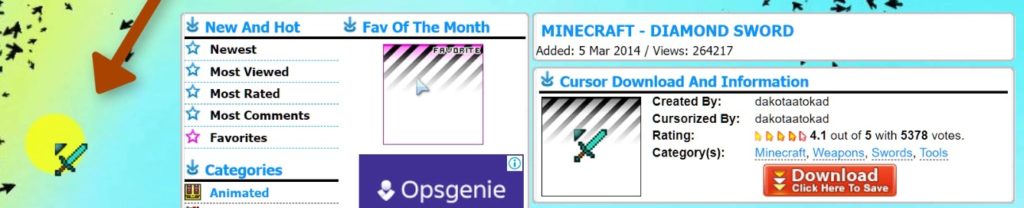 minecraft cursors for windows 7